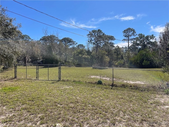 view of yard with a gate and fence