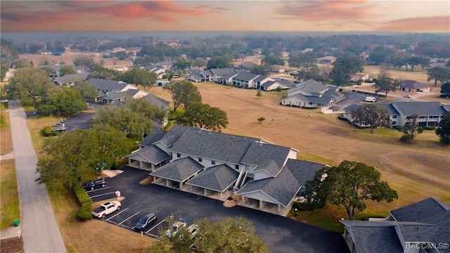 view of aerial view at dusk