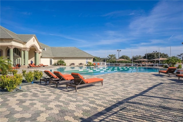 view of pool featuring a patio area