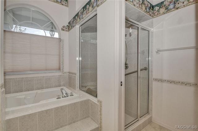 bathroom with plus walk in shower