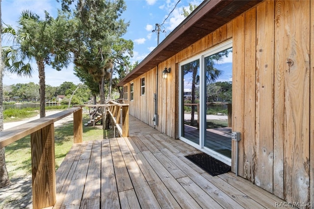 deck with a water view