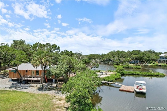 water view featuring a dock