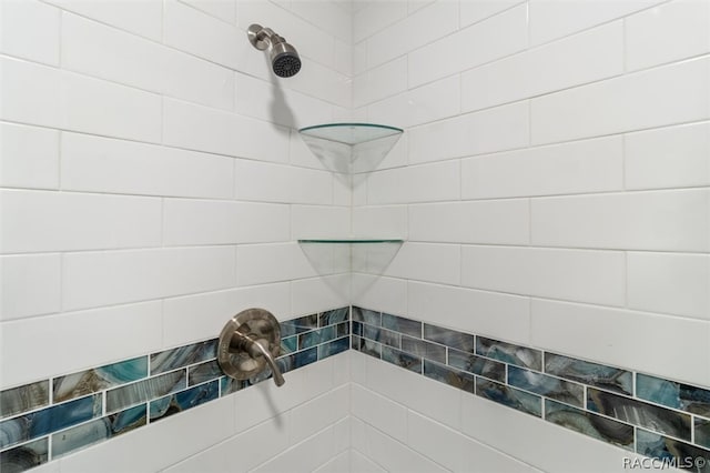 interior details featuring tiled shower