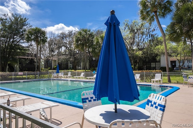 view of swimming pool featuring a patio