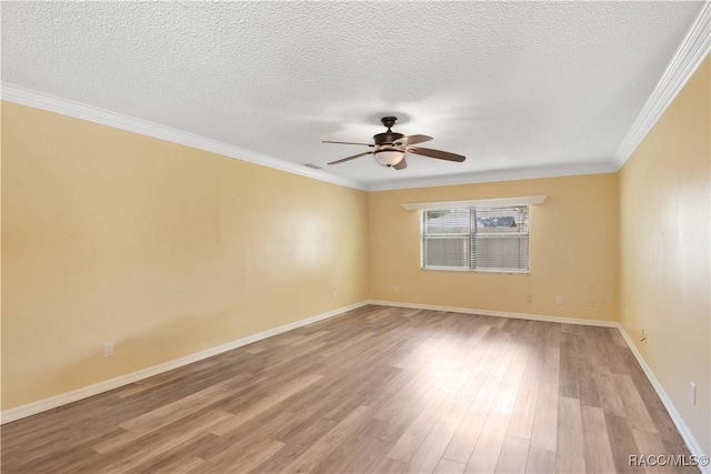 3231 S Eagle Pt, Inverness, FL 34450 - empty room featuring ceiling fan, light wood-style floors, ornamental molding, and a textured ceiling