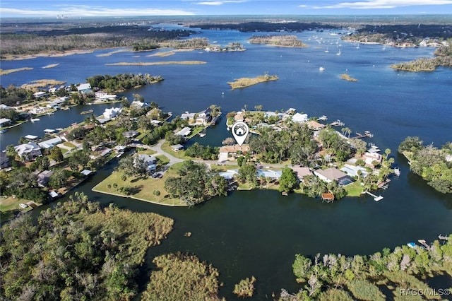 bird's eye view featuring a water view