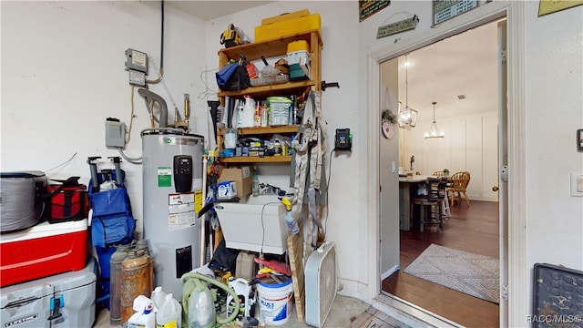 interior space featuring sink and water heater