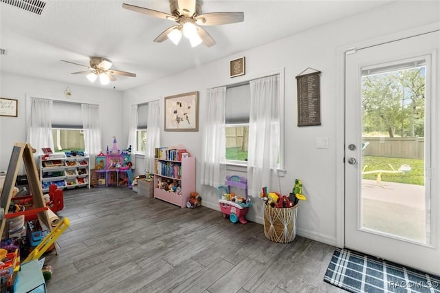 5317 W Tortuga Loop, Lecanto, FL 34461 - playroom with wood finished floors and a ceiling fan