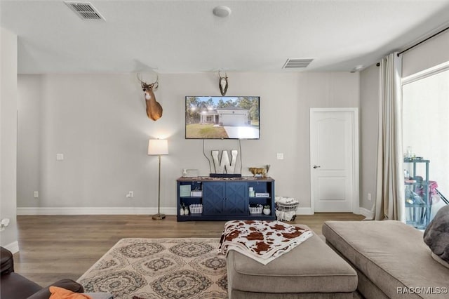 living room featuring light hardwood / wood-style flooring