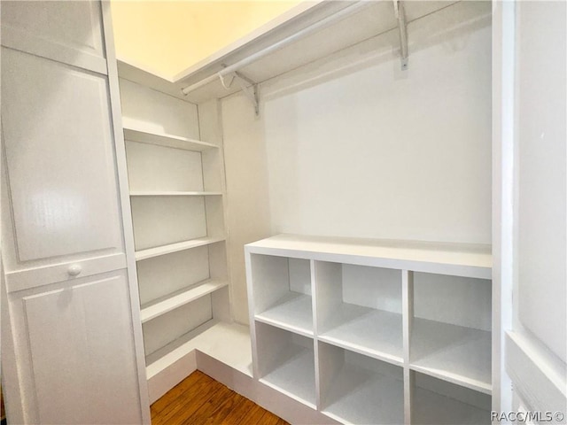 walk in closet featuring hardwood / wood-style flooring