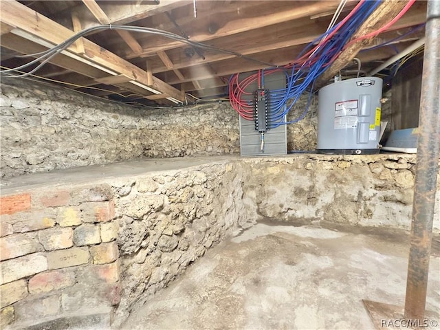 basement featuring water heater