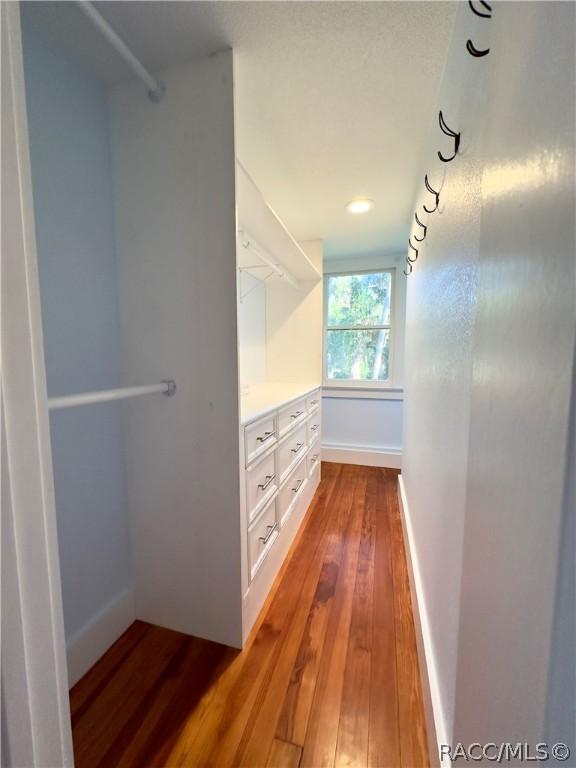 walk in closet featuring hardwood / wood-style flooring