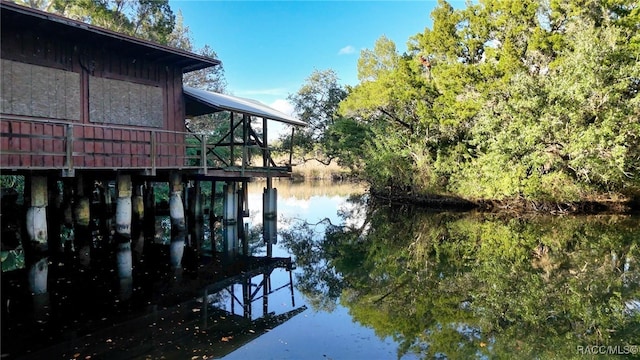 view of dock featuring a water view