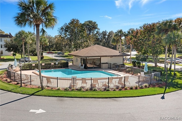 view of pool featuring a patio area