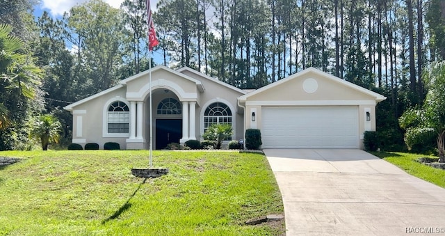 ranch-style house with a front lawn