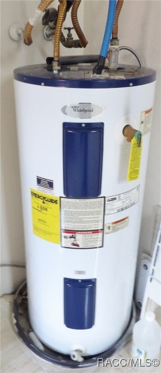 utility room featuring electric water heater