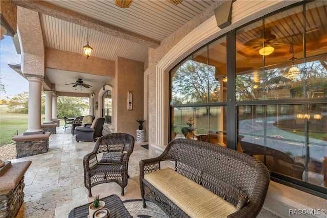 view of patio / terrace with outdoor lounge area and ceiling fan