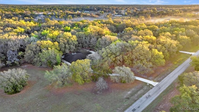 aerial view with a wooded view