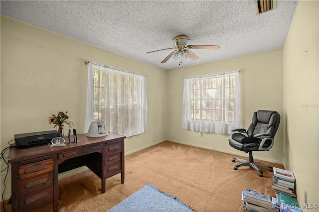 9708 W Hawthorne St, Crystal River, FL 34428 - office space with carpet flooring, baseboards, a ceiling fan, and visible vents