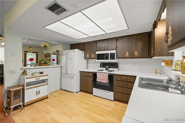 9708 W Hawthorne St, Crystal River, FL 34428 - kitchen featuring a sink, white appliances, light countertops, and visible vents