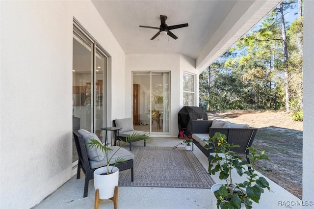 12 Colubrina Ct, Homosassa, FL 34446 - view of patio / terrace with ceiling fan, an outdoor living space, and area for grilling