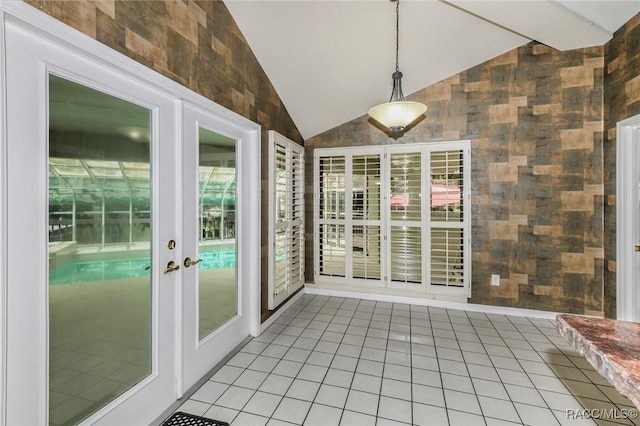 750 NW Snug Harbor Rd, Crystal River, FL 34428 - unfurnished sunroom featuring french doors and lofted ceiling