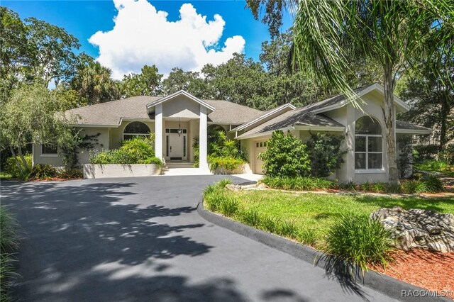 750 NW Snug Harbor Rd, Crystal River, FL 34428 - ranch-style home with a garage, stucco siding, and driveway