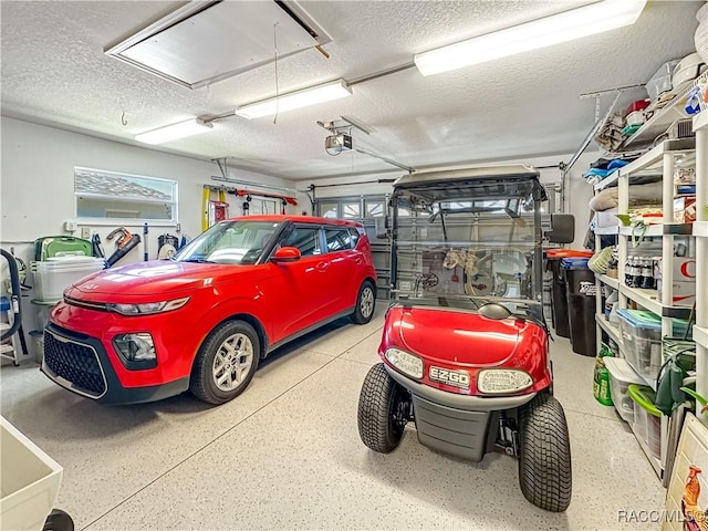 garage with a garage door opener