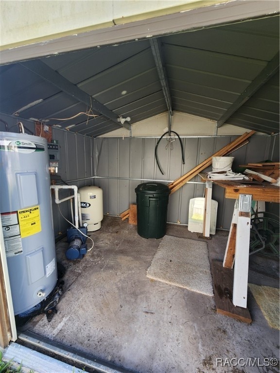 interior space featuring electric water heater