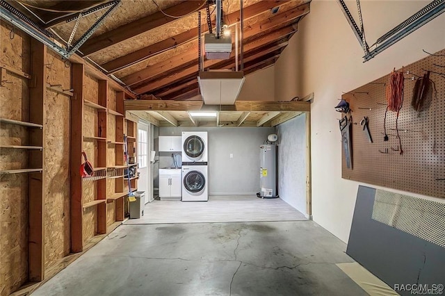 1309 Longboat Pt, Inverness, FL 34450 - garage with water heater and stacked washer / drying machine