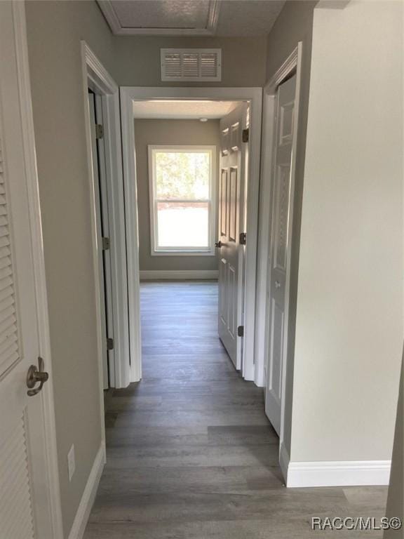 hall featuring dark hardwood / wood-style floors