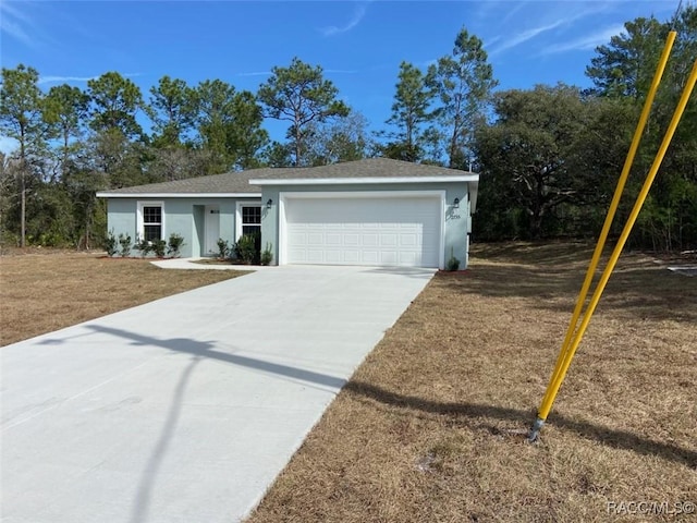 single story home with a garage