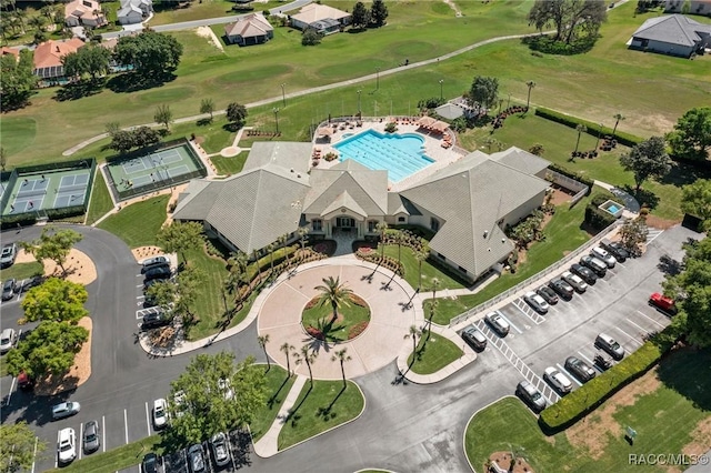 aerial view with view of golf course