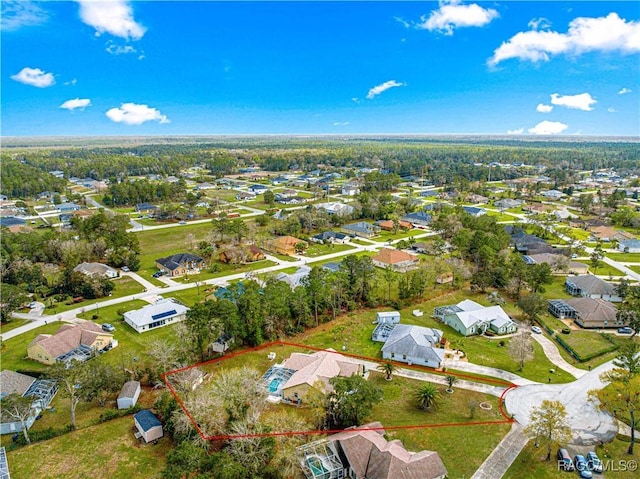 bird's eye view with a residential view