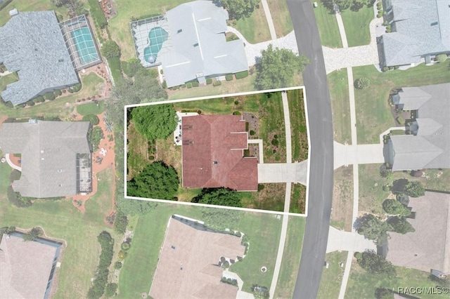 6150 N Whispering Oak Loop, Beverly Hills, FL 34465 - aerial perspective of suburban area with property boundaries highlighted