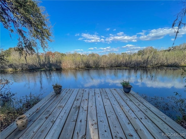 view of dock featuring a water view