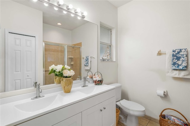 2459 N Brentwood Cir, Lecanto, FL 34461 - full bathroom featuring double vanity, tile patterned flooring, and a stall shower