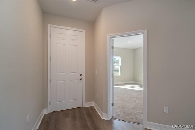 interior space with hardwood / wood-style floors