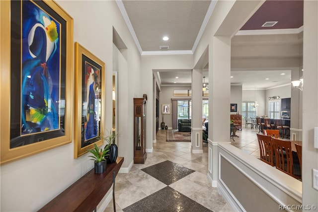 foyer with ornamental molding