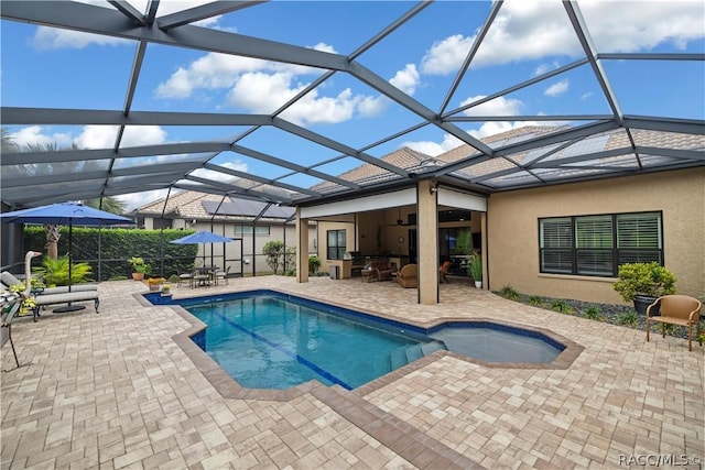 1462 N Ridge Meadow Path, Hernando, FL 34442 - view of pool with outdoor dining space, a patio area, a lanai, and an outdoor hangout area