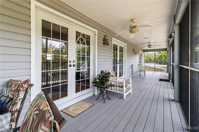 2168 N Watersedge Dr, Crystal River, FL 34429 - wooden porch featuring french doors and ceiling fan