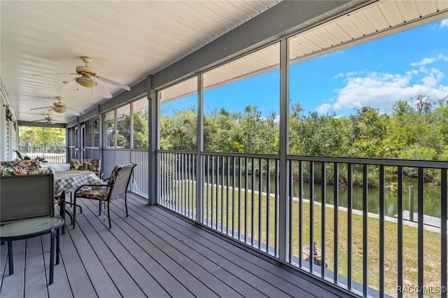 2168 N Watersedge Dr, Crystal River, FL 34429 - sunroom / solarium with a ceiling fan and outdoor dining area