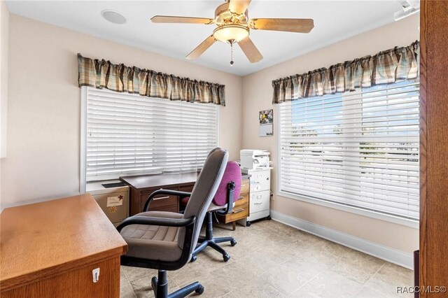 2168 N Watersedge Dr, Crystal River, FL 34429 - office with ceiling fan and baseboards