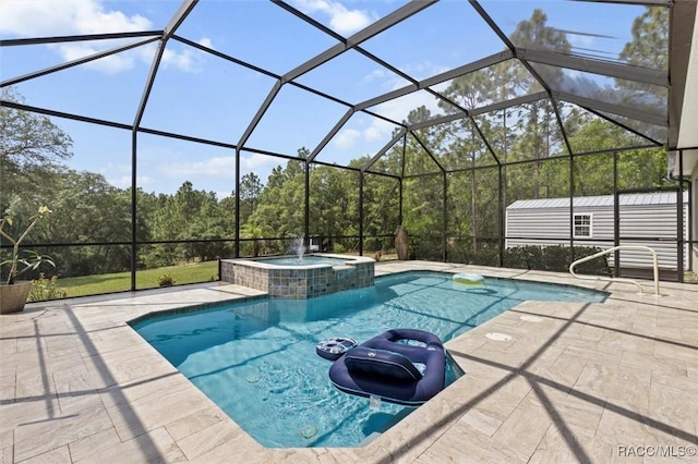 5888 W Corral Pl, Beverly Hills, FL 34465 - view of pool with a patio area, a pool with connected hot tub, and a lanai