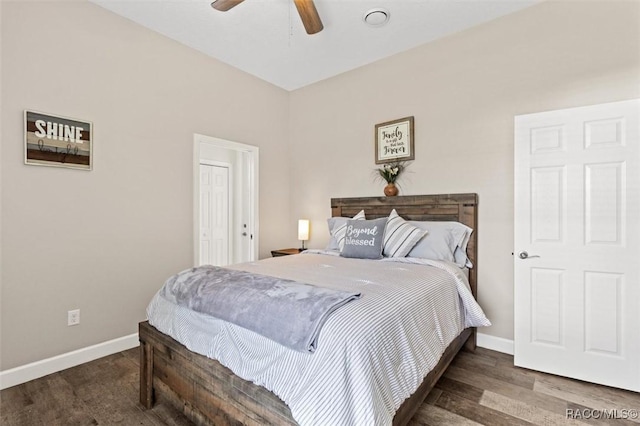 5888 W Corral Pl, Beverly Hills, FL 34465 - bedroom with baseboards, ceiling fan, and wood finished floors