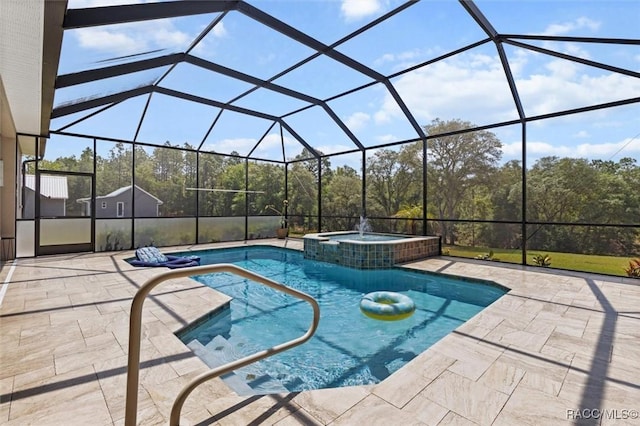 5888 W Corral Pl, Beverly Hills, FL 34465 - view of pool featuring a pool with connected hot tub, a patio area, and a lanai