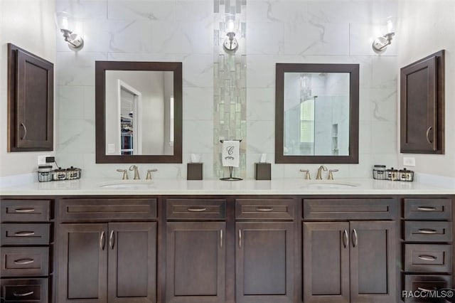 5888 W Corral Pl, Beverly Hills, FL 34465 - bathroom featuring double vanity and tile walls