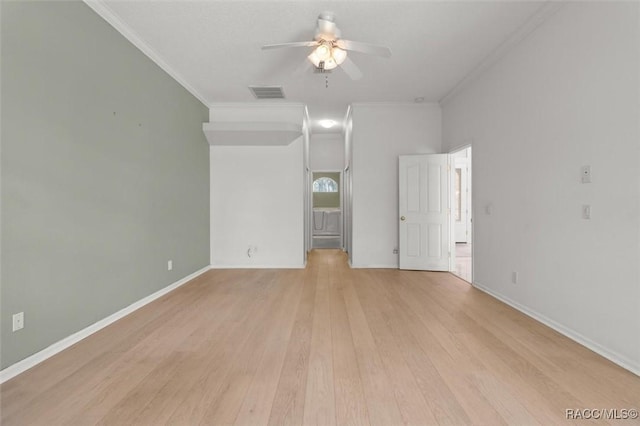 4491 W Stable Ct, Beverly Hills, FL 34465 - unfurnished room with ornamental molding, ceiling fan, and light wood-style floors