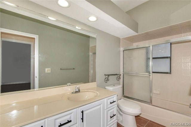 3356 N Bent Tree Pt, Lecanto, FL 34461 - bathroom with vanity, shower / bath combination with glass door, tile patterned floors, and recessed lighting