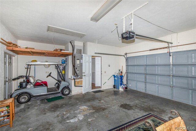 garage with a garage door opener